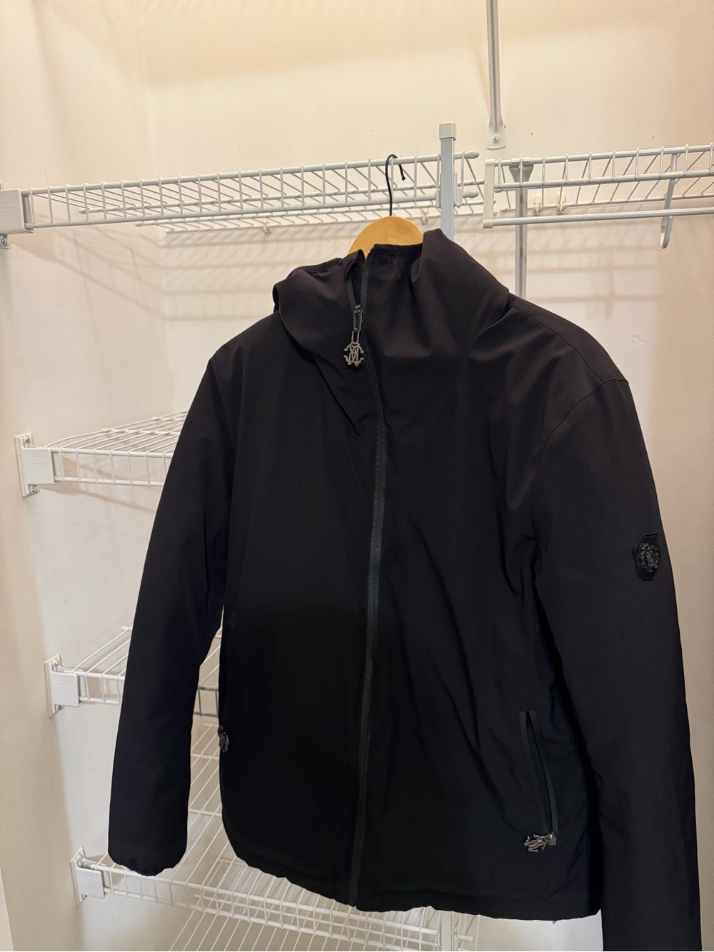 Roberto Cavalli Black Hooded Lightweight Jacket Medium - Picture 4 of 13